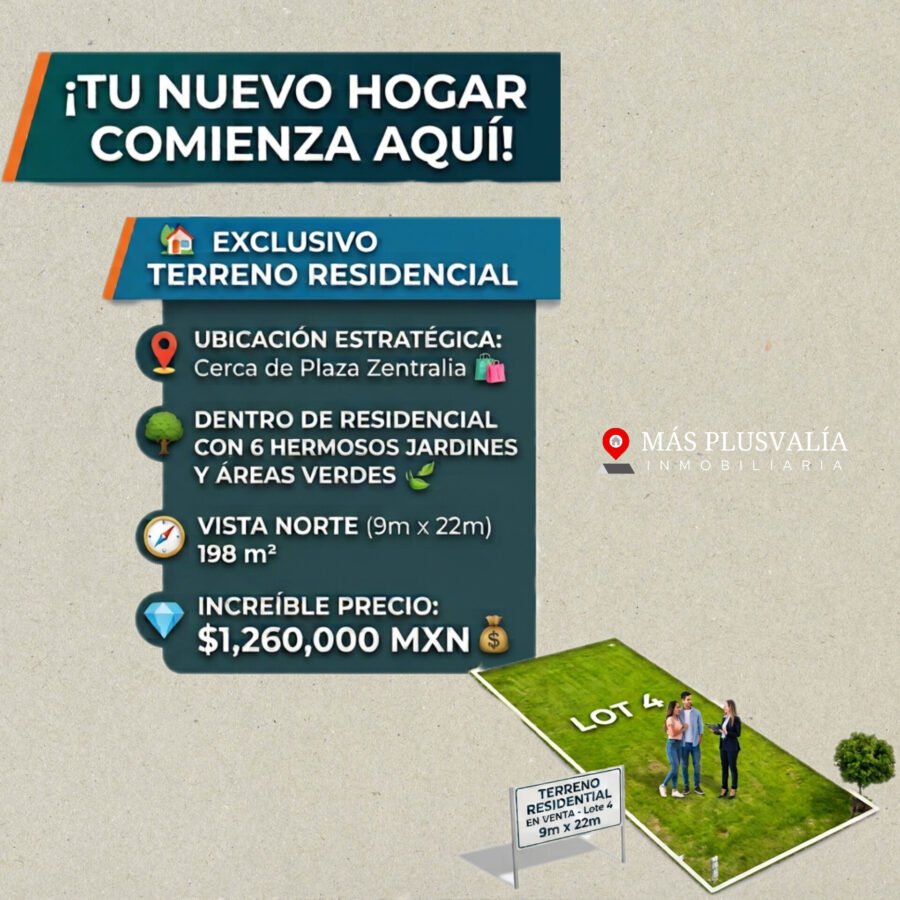 Terreno Residencial en venta ubicado cerca de Plaza Zentralia